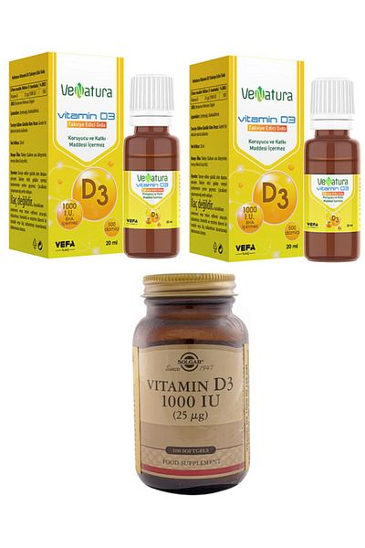 VeNatura D3 Damla 1000 Iu - 20 Ml*2 Softgel Capsules + Solgar