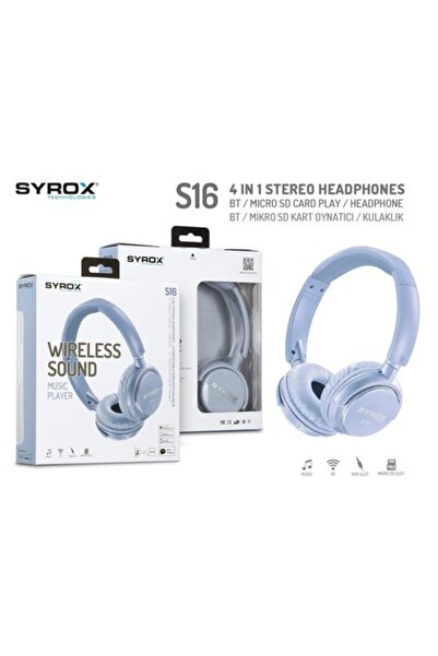 Syrox Kulaküstü Kablosuz Bluetooth Kulaklık Hafıza Kartı Girişli