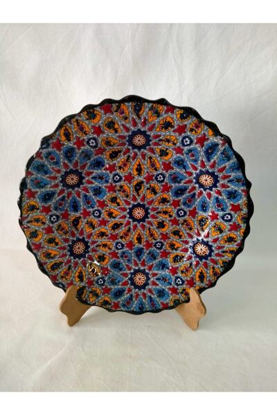 Sultan Çini - Çini El Emeği Desenli 30 Cm Özel El Işi Teship Sanatı Duvar Tabağı