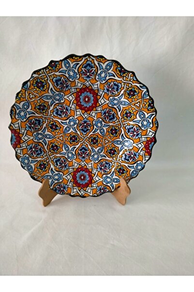 Sultan Çini - Çini El Emeği Desenli 30 Cm Özel El Işi Teship Sanatı Duvar Tabağı