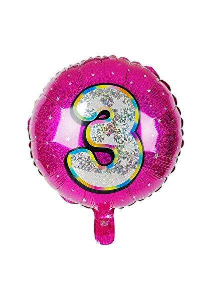 ikm balon رقائق معدنية بالون رقمي مستدير فوشيا 3