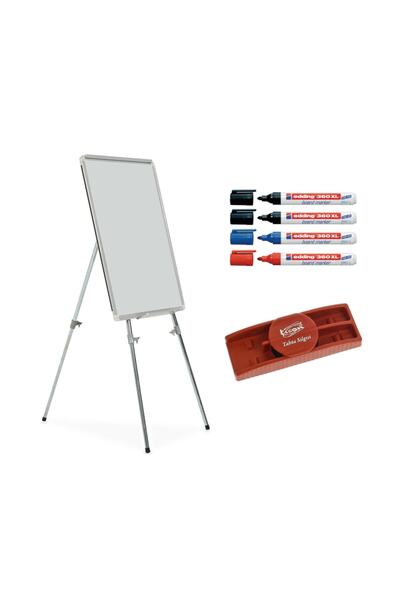 İnter Teleskopik Ayaklı Yazı Tahtası 50 X 70 Cm + 4 Adet Tahta Kalemi + Silgi