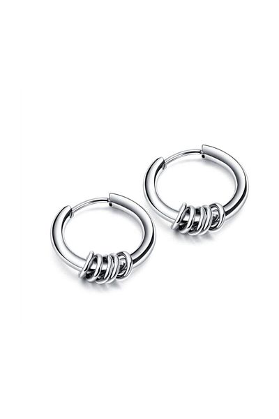 Jaida Moda 316l Steel Stainless Silver Hoop Earrings