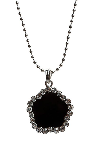 Rouge قلادة مولان من الحجر الأسود اللامع على شكل زهرة