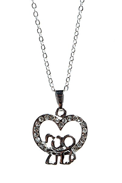 Rouge قلادة نسائية على شكل قلب من حجر فضي لامع