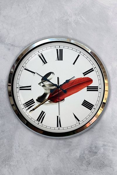 Kasva Concept Gift 40 cm Chrome Metal Vintage Wall Clock