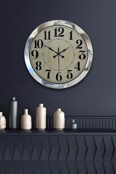 Kasva Concept Gift 36 cm Chrome Metal Retro Wall Clock