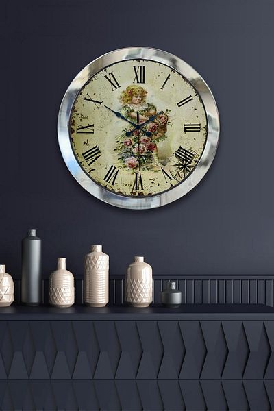 Kasva Concept Gift 36 cm Chrome Metal Time Wall Clock