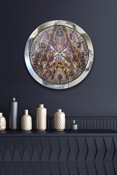 Kasva Concept Gift 36 cm Chrome Metal New Marble Wall Clock
