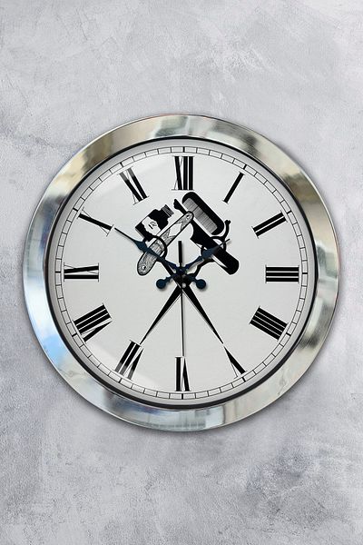 Kasva Concept Gift 36 cm Chrome Metal Hairdresser Wall Clock