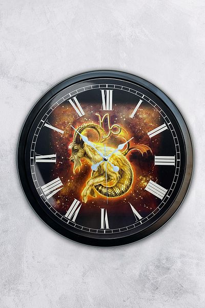 Kasva Concept Gift 40 cm Black Metal Capricorn Wall Clock