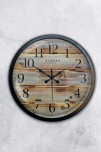 Kasva Concept 40 cm Black Metal Wood Look Wall Clock