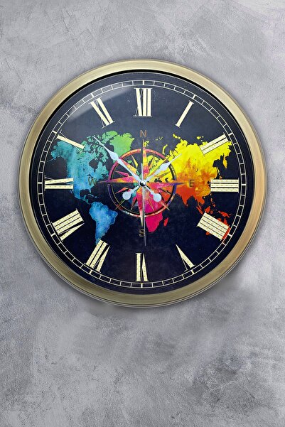 Dream Gift هدية ساعة حائط بوصلة معدنية عتيقة مقاس 40 سم