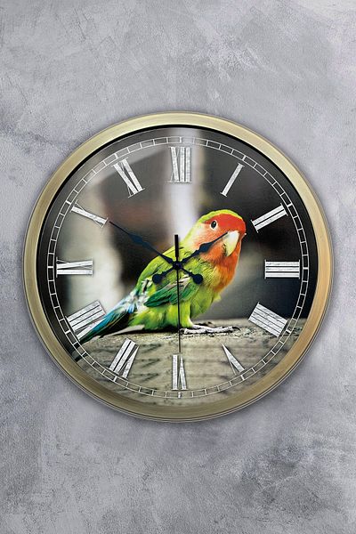 Kasva Concept Gift 40 cm Antique Metal Bird Wall Clock