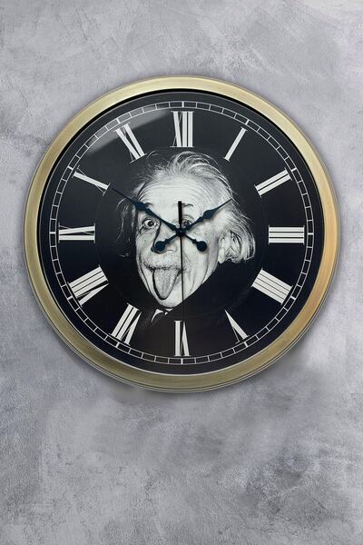 Dream Gift ساعة حائط ألبرت أينشتاين معدنية عتيقة مقاس 40 سم