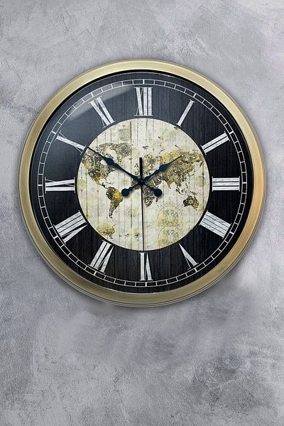 Dream Gift 40 cm Antique Metal World Maps Wall Clock