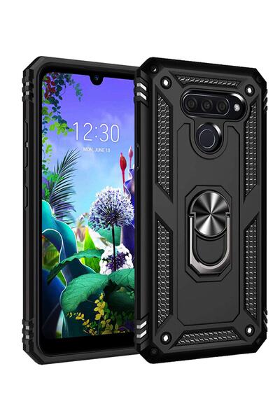 Molly Lg Q60 Uyumlu Siyah Yüzüklü Tank Kılıf