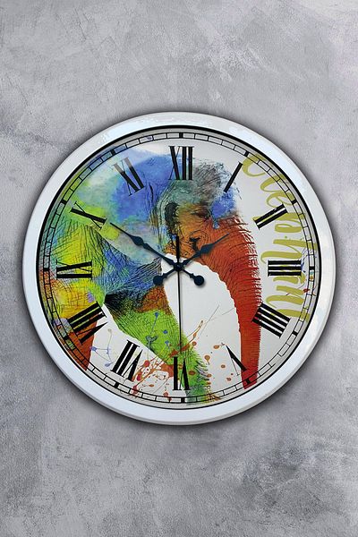 Kasva Concept Gift 40 cm White Metal Colorful Wall Clock