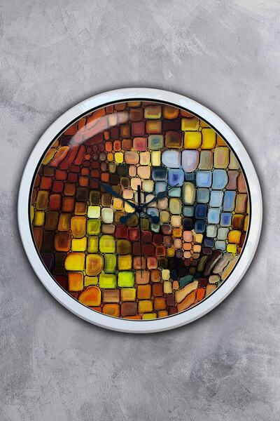 Kasva Concept هدية ساعة حائط معدنية بيضاء ملونة مقاس 40 سم