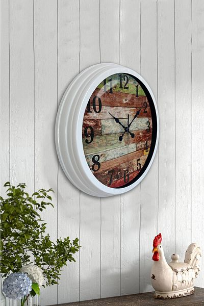 Kasva Concept Gift 40 cm White Metal Log Wall Clock