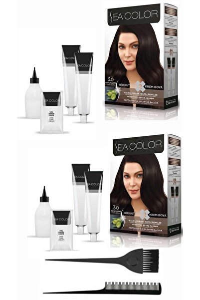 Sea Color Bir Kutuda 2 Boyama X2 Adet 3.0 Koyu Kahve+tarak-fırça