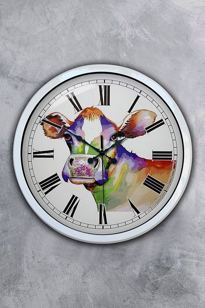 Kasva Concept Gift 40 cm White Metal Cow Wall Clock