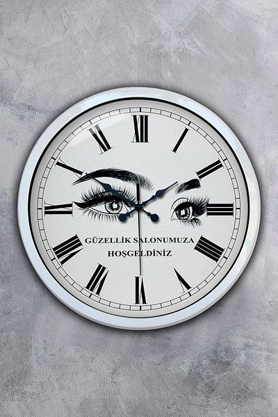 Kasva Concept 40 cm White Metal Beauty Salon Wall Clock