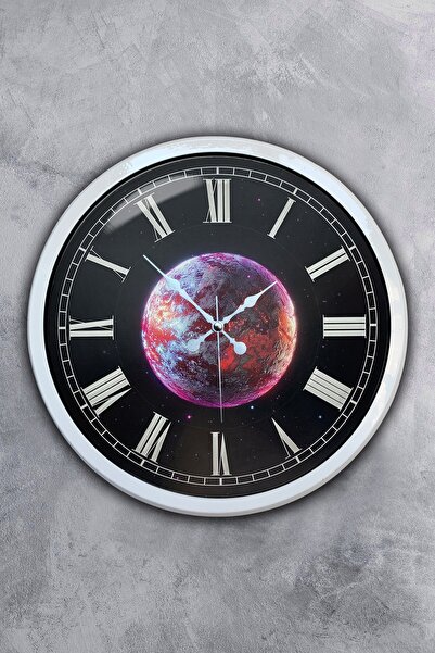 Platin Saat هدية ساعة حائط على شكل كوكب معدني أبيض مقاس 40 سم