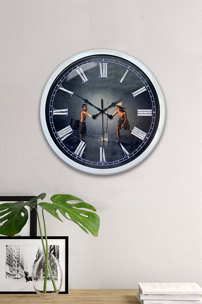 Kasva Concept 40 cm White Metal Children's Themed Wall Clock