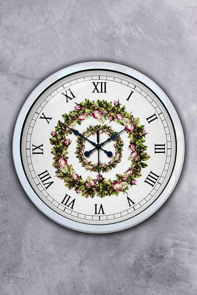 Kasva Concept Gift 40 cm White Metal Flower Wall Clock