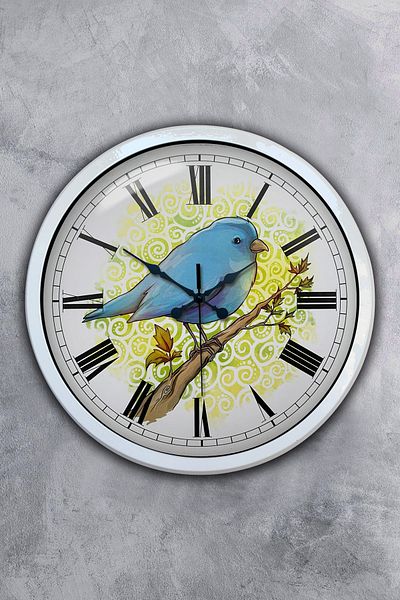 Kasva Concept Gift 40 cm White Metal Bird Wall Clock