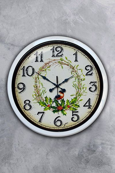 Kasva Concept Gift 40 cm White Metal Bird Wall Clock