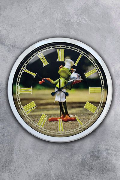 Kasva Concept Gift 40 cm White Metal Mr. Chef Kitchen Wall Clock