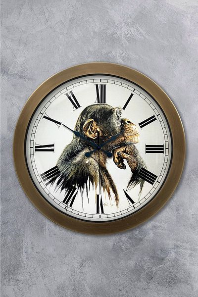 Kasva Concept Cadou 36 Cm Ceas de Perete Maimuță Metal Antic