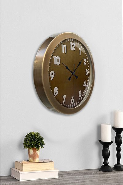 Kasva Concept Gift 36 cm Antique Metal Brown Wall Clock