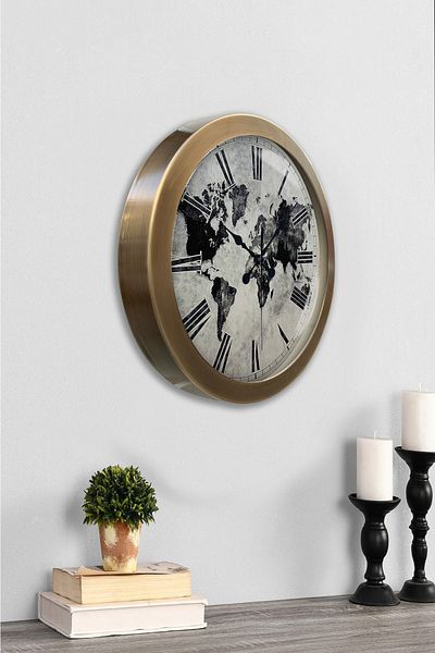 Kasva Concept 36cm Antique Metal Antique World Wall Clock