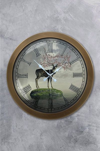 Kasva Concept 36 Cm Tumbled Metal Natural Life Wall Clock