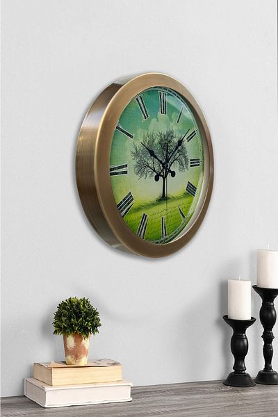 Kasva Concept Gift 36 cm Antique Metal Plane Tree Wall Clock