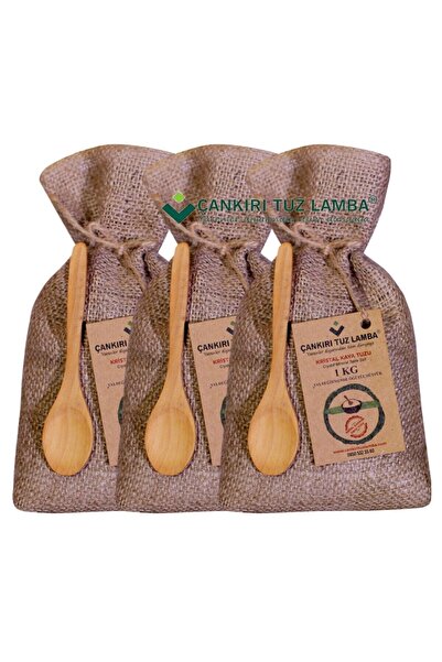 Çankırı Tuz Lamba 3 Adet 1 Kg Taş Değirmende Öğütülmüş Çankırı Kristal Kaya Tuzu