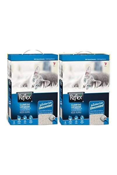 Reflex Hassas Kediler Için Parfümsüz Doğal Kedi Kumu 6 Litre 2 Adet