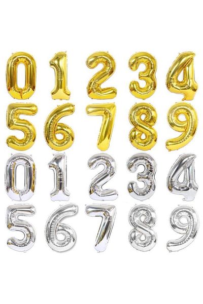 Çetinkaya Süs Foil Helium Balloon Gold 9 Numbers (40 Inch 100 Cm)