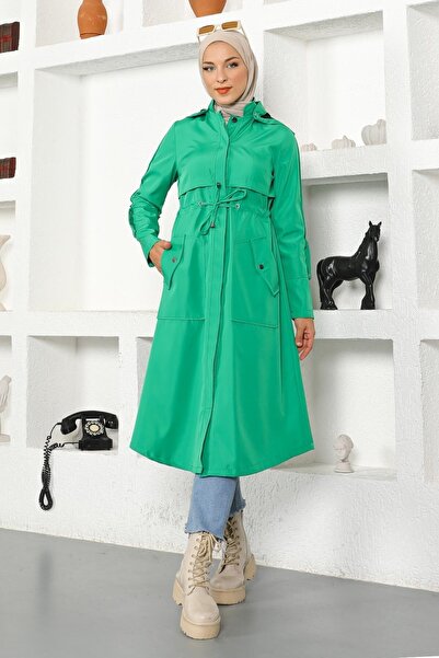 Modamihram Тренчкот з капюшоном зелений 10744