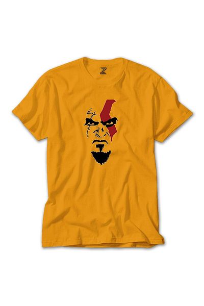 Z zepplin Κίτρινο T-shirt God Of War Kratos Face