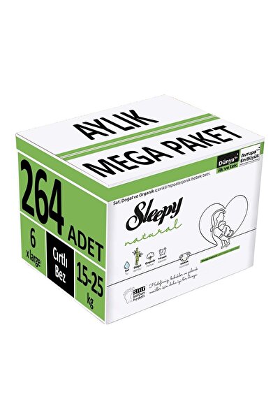 Sleepy Bebek Bezi Natural Beden:6 (15-25kg) X Large 264 Adet Aylık Mega Pk