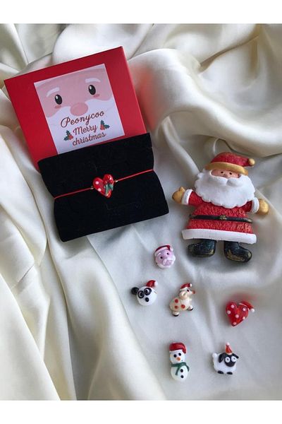 PEONY - peonyofficiall New Year Kokina Flower Heart Glass Murano Bracelet Red String New Year Themed Christmas Bracelet