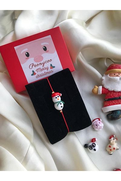 PEONY - peonyofficiall New Year Snowman Glass Murano Bracelet Red String Christmas Themed Christmas Bracelet