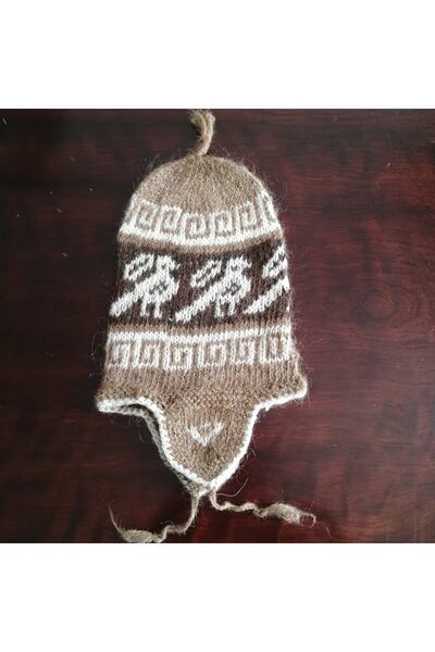 Butik Tülin Uniseks Otantik Alpaka Lama Yünü El Örgü Çok Renk Kartal Etnik De...