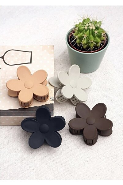 MAKSESUAR Ženski set od 4 kopče sa cvetnim motivom kafe i tratinčice