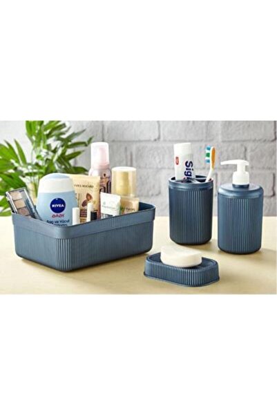 Kosova Ksv 4 Lü Pls.banyo Seti Takımı - Sıvı Sabunluk Fırçalık Seti