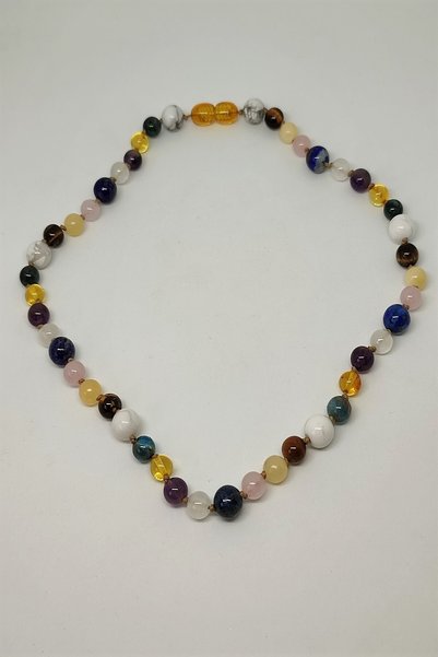 badeaccessories قلادة من الحجر الطبيعي المعتمد من Howlite، العين، الكالسيت، اللازورد، السيلينيت، الجمشت، العنبر الأباتيت، Howlite